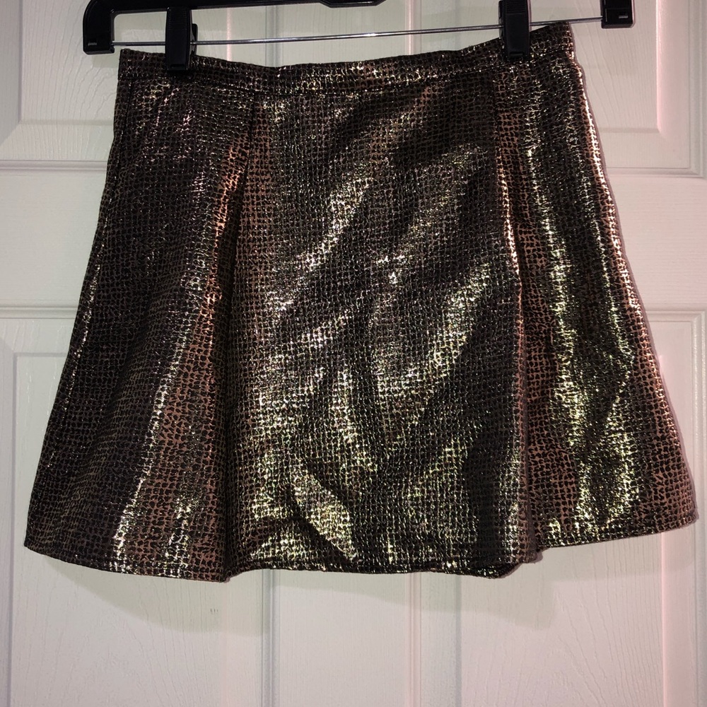 Gold mini skirt